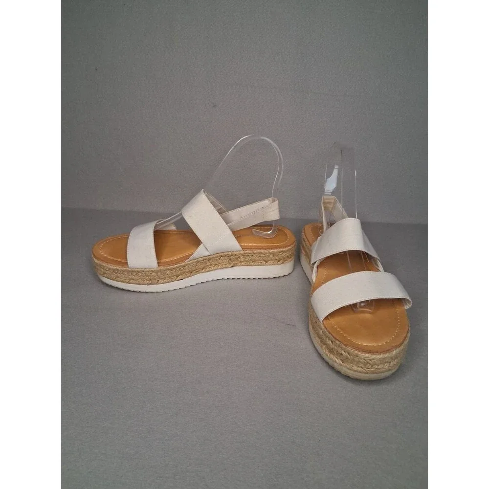 Madden Girl Bowie White Platform Espadrille Sandals Women's Sz 8 Boho Summer
